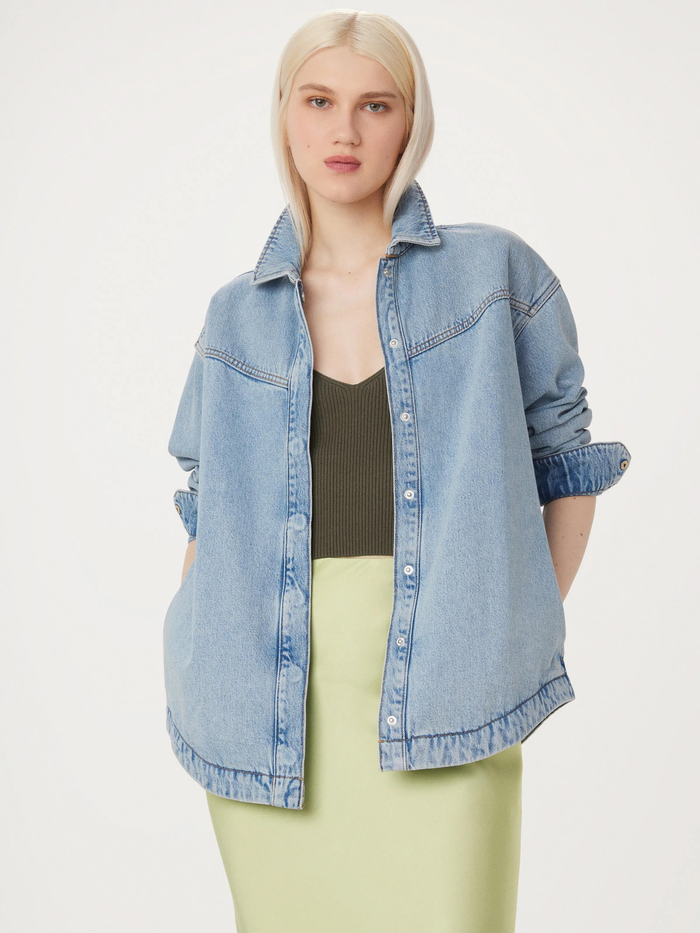 The Loose Denim Overshirt in Light Indigo