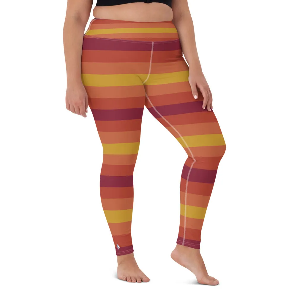 Women's High Waist Plus Size Striped Autumn Leggings Tights