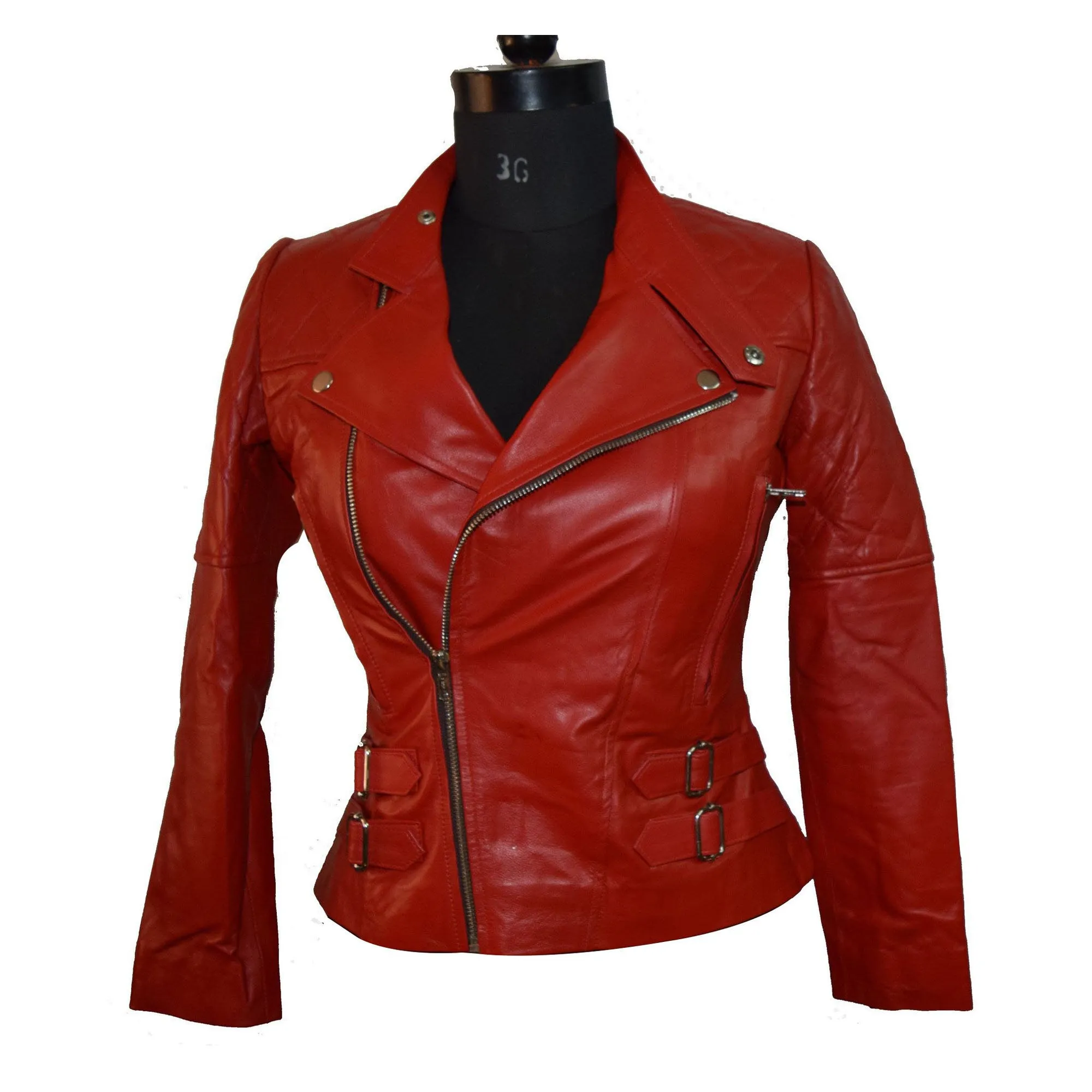 Womens Red Biker Style Jacket