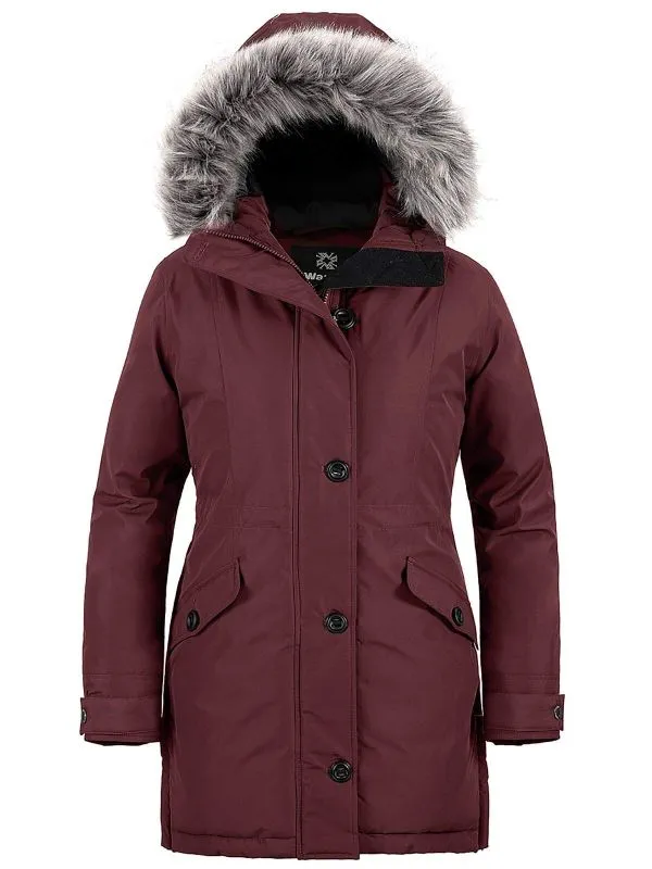 Women's Warm Winter Coat Waterproof Parka Long Puffer Jacket with Faux Fur Hood Acadia 36