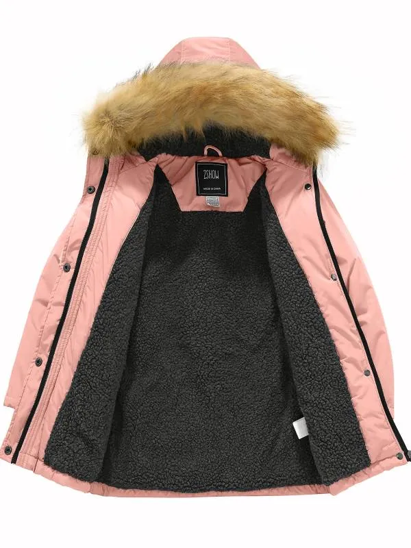 ZSHOW Girls Insulated Long Puffer Jacket with Hood - Warm Winter Parka Coat